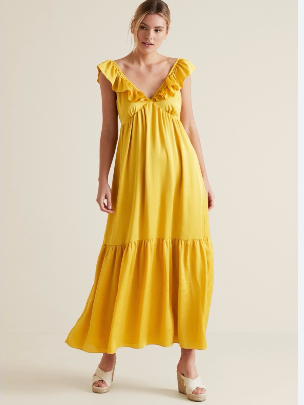 SEED Australia Ruffle V‑Neck Maxi Dress